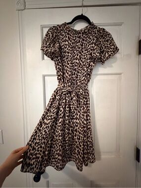 LOFT Leopard-Print Tie-Waist Mini Dress